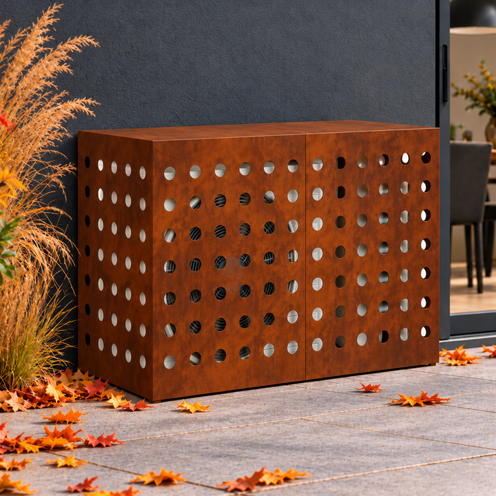 90 x 40 x 60 cm / Cortenstaal / Rond cirkelpatroon — hoofd
