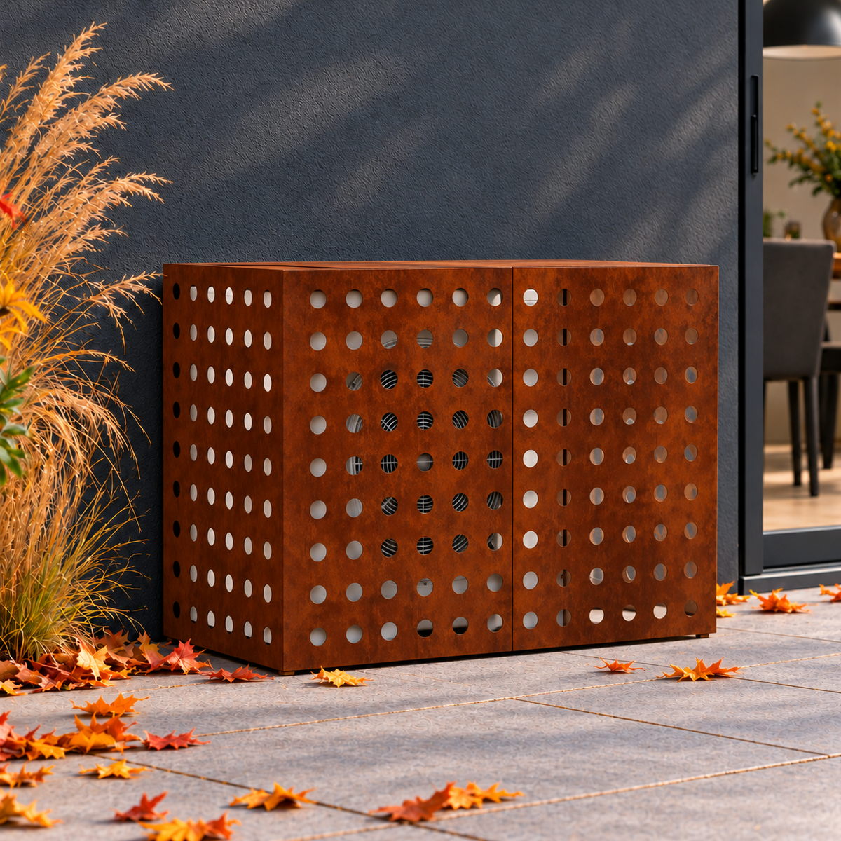 100 x 50 x 70 cm / Cortenstaal / Rond cirkelpatroon — hoofd