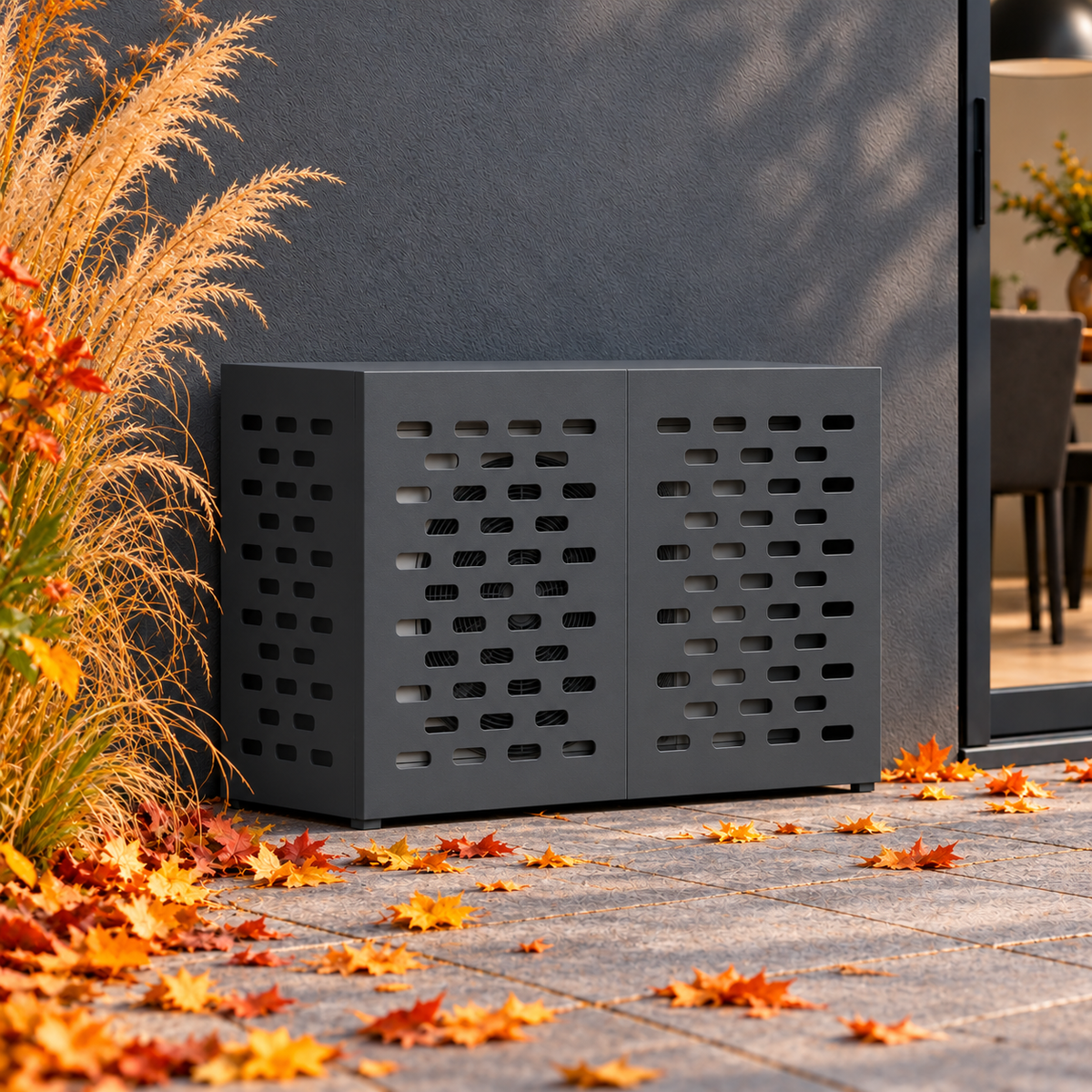 90 x 40 x 60 cm / Antraciet / Lineair sleufpatroon — hoofd