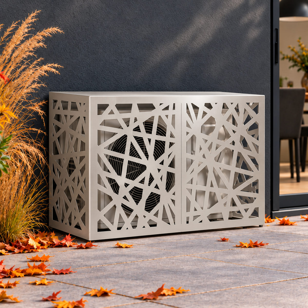 90 x 40 x 60 cm / Roestvrij staal / Geometrisch gaaspatroon — hoofd