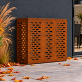 110 x 50 x 105 cm / Cortenstaal / Lineair sleufpatroon — hoofd