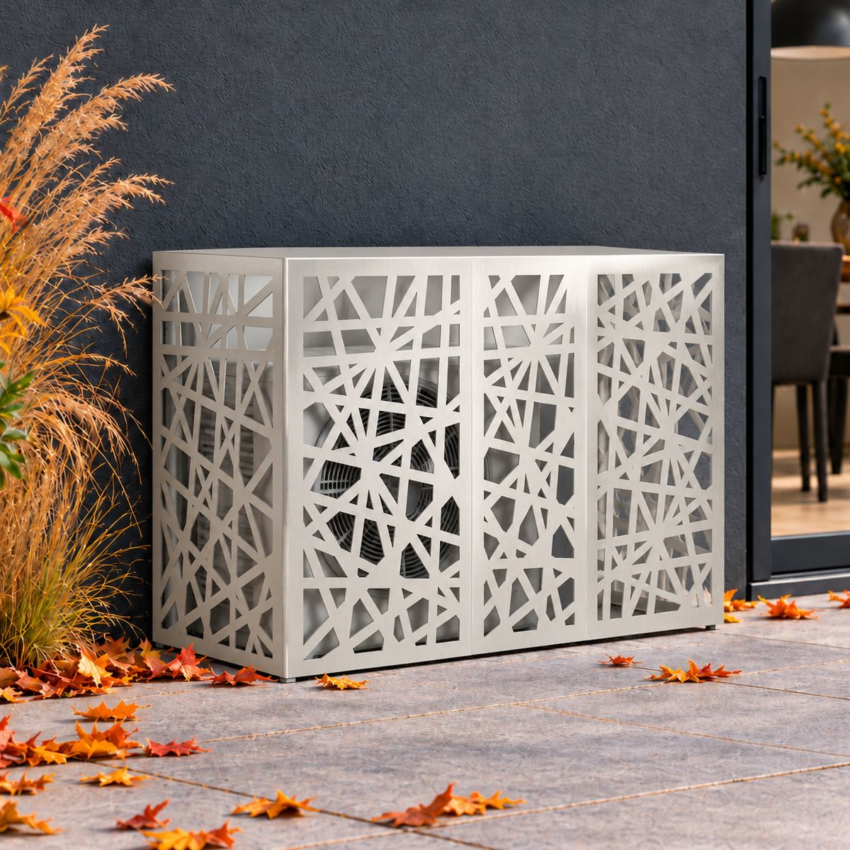 110 x 50 x 80 cm / Roestvrij staal / Geometrisch gaaspatroon — hoofd