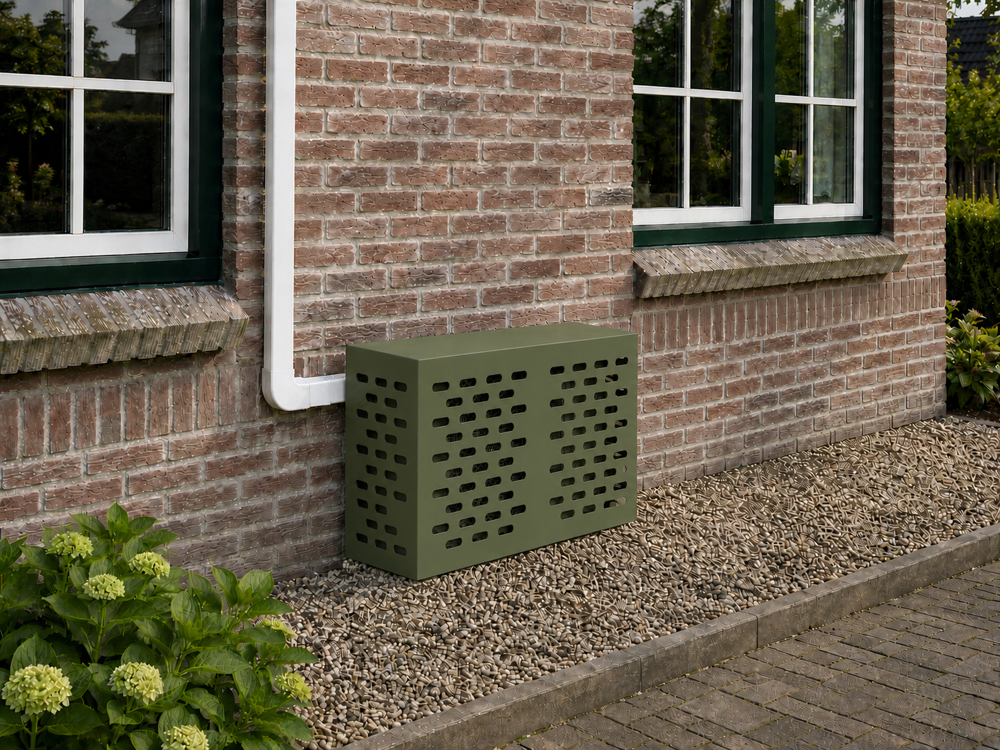 Airco ombouw Olijfgroen Klein (90x40x60 cm) zonder pootjes – gecontroleerde versie