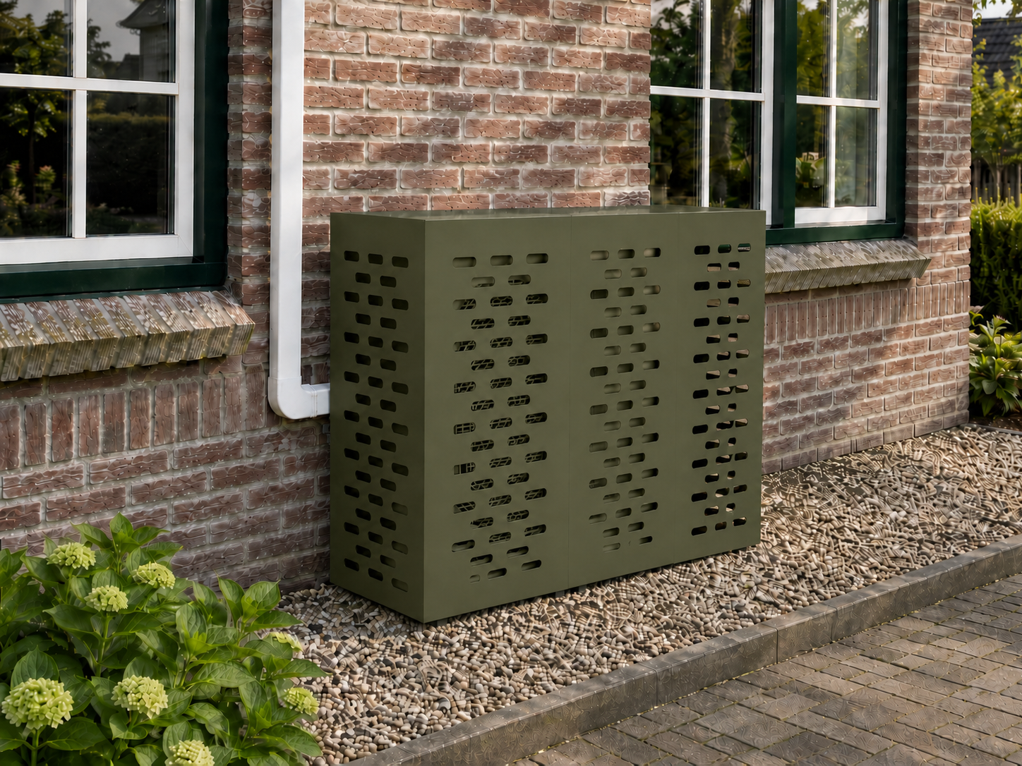 Airco ombouw Olijfgroen hoog zonder pootjes – gecontroleerde versie